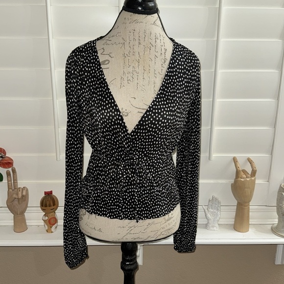Zara Pleated Polka Dot Top - Picture 1 of 11